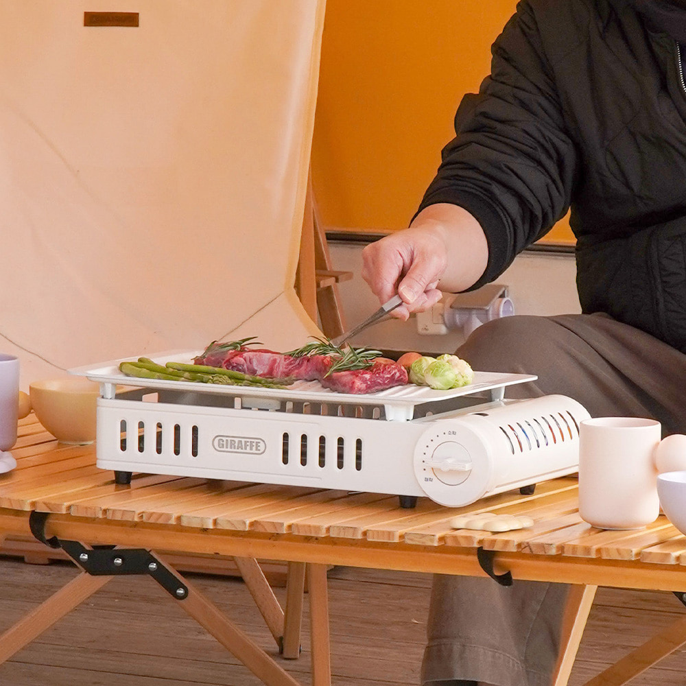 [캠핑덕] 지라프 구이바다 시그니처 L 세라믹 아이보리에디션 L 3-5인용 바베큐그릴 전골팬 | 데얼스 아웃도어 전문 플랫폼