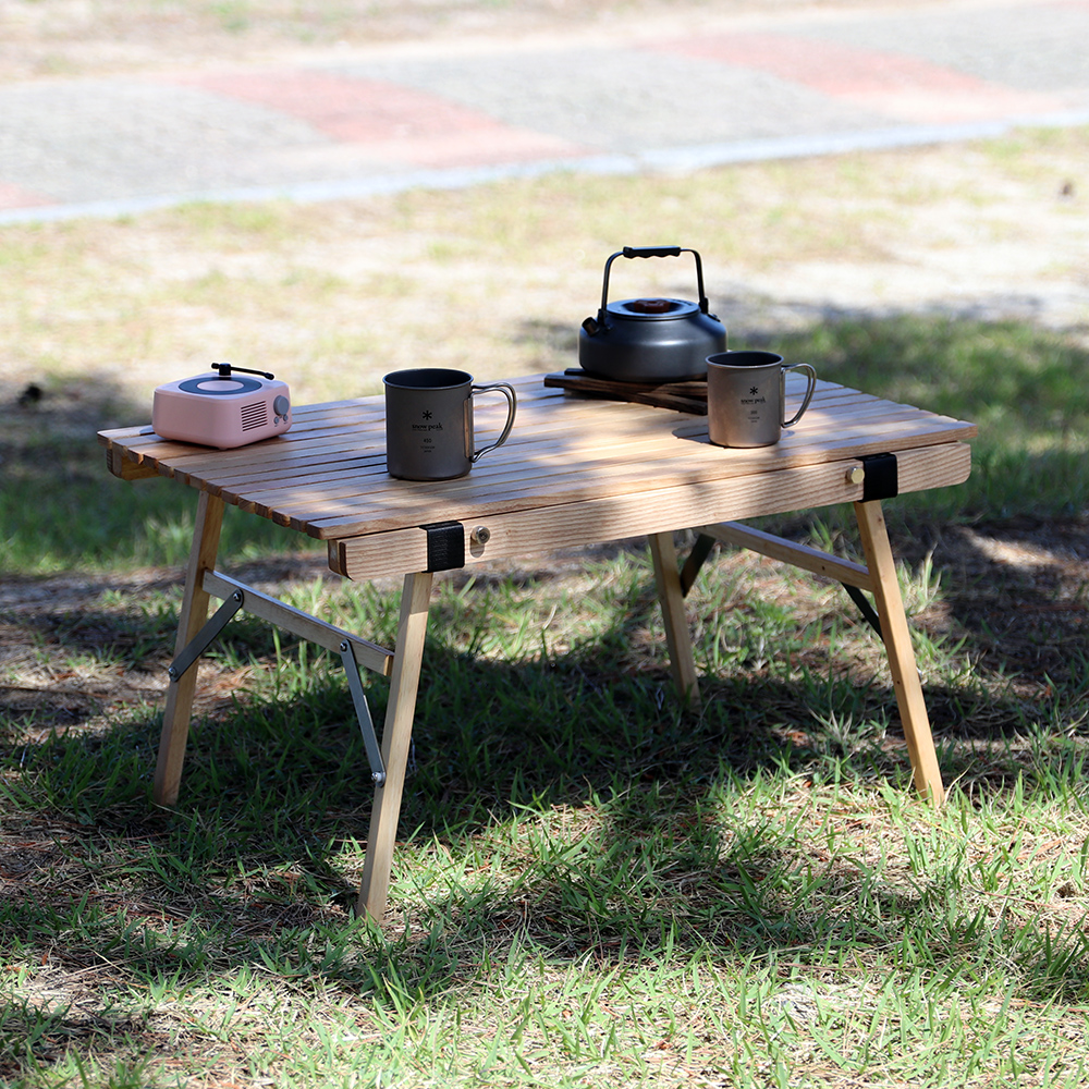 [캠핑덕] 프리미엄 애쉬 우드 롤테이블 캠핑 테이블 대형 | 데얼스 아웃도어 전문 플랫폼