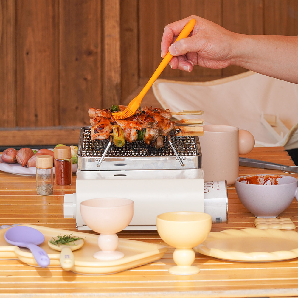 [캠핑덕] 지라프 구이바다 세라믹 아이보리에디션 M 2-3인용 바베큐그릴 전골팬 풀세트 | 데얼스 아웃도어 전문 플랫폼