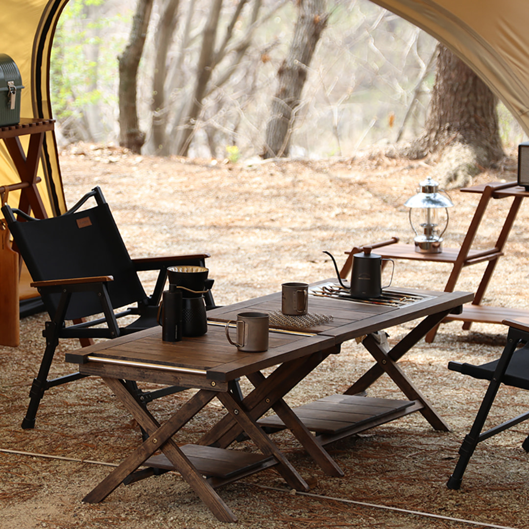[캠핑덕] 원액션 우드 원버너 플레이트 캠핑 테이블 플랫버너 헤리티지 대형 | 데얼스 아웃도어 전문 플랫폼