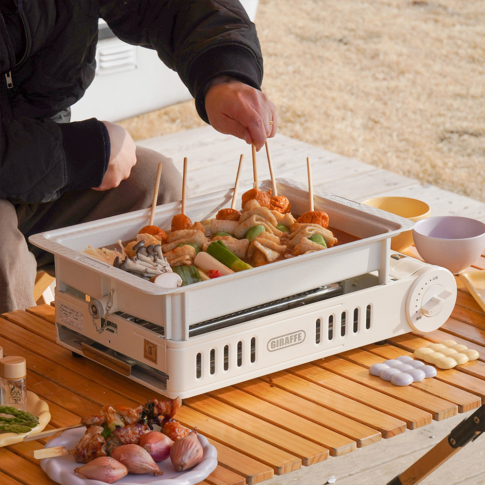 [캠핑덕] 지라프 구이바다 시그니처 L 세라믹 아이보리에디션 L 3-5인용 바베큐그릴 전골팬 | 데얼스 아웃도어 전문 플랫폼