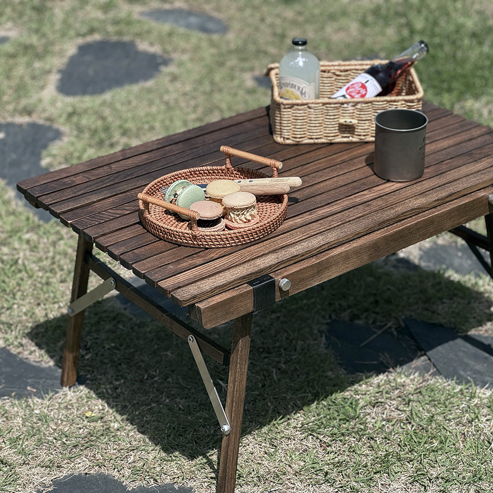 [캠핑덕] 프리미엄 애쉬 우드 롤테이블 캠핑 테이블 대형 | 데얼스 아웃도어 전문 플랫폼