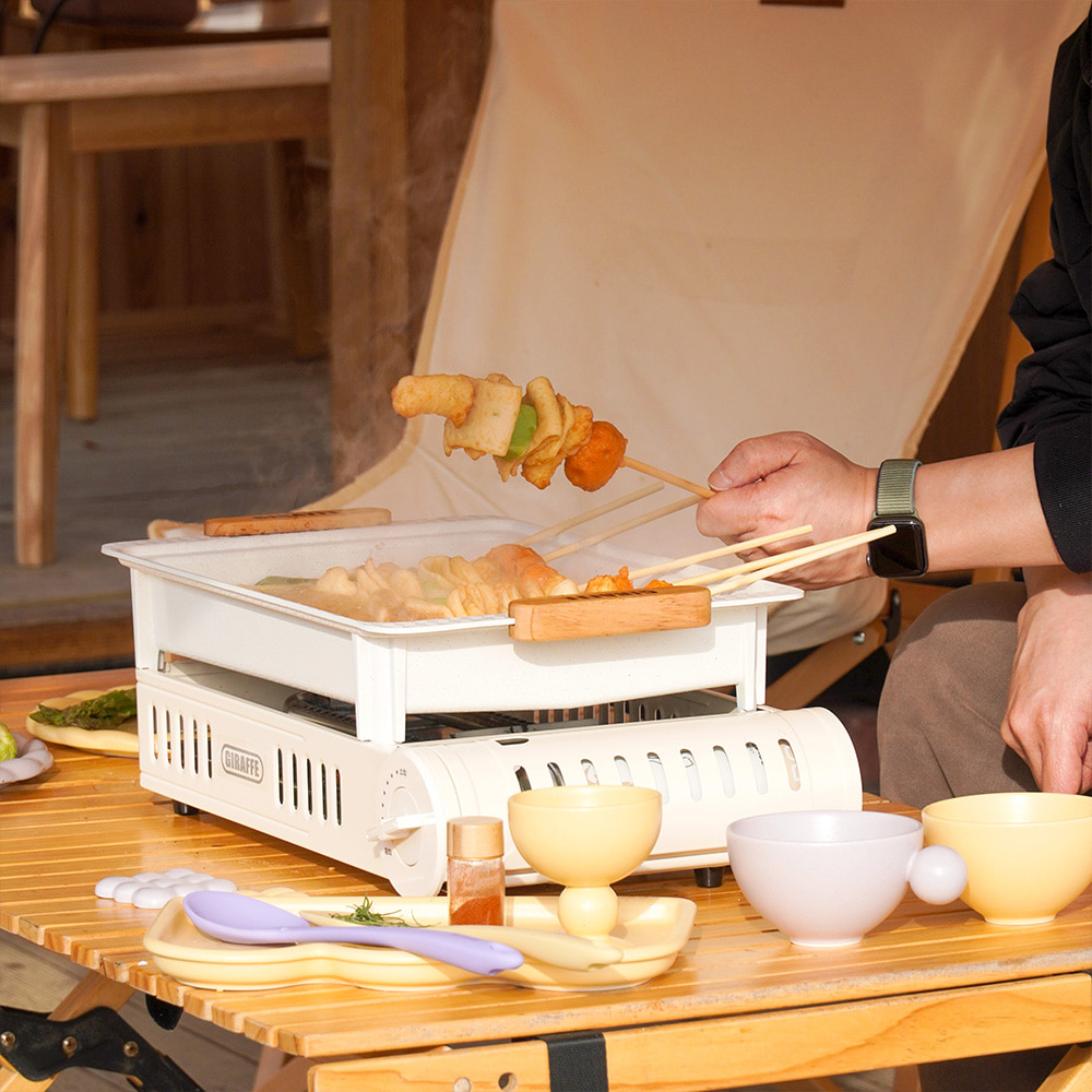 [캠핑덕] 지라프 구이바다 시그니처 L 세라믹 아이보리에디션 L 3-5인용 바베큐그릴 전골팬 | 데얼스 아웃도어 전문 플랫폼