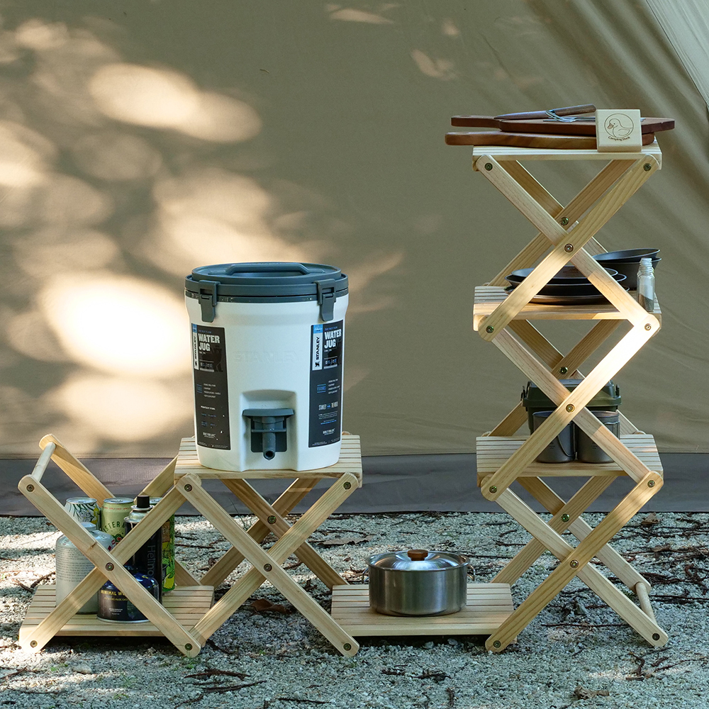 [캠핑덕] 접이식 우드쉘프 캠핑선반 4단 | 데얼스 아웃도어 전문 플랫폼