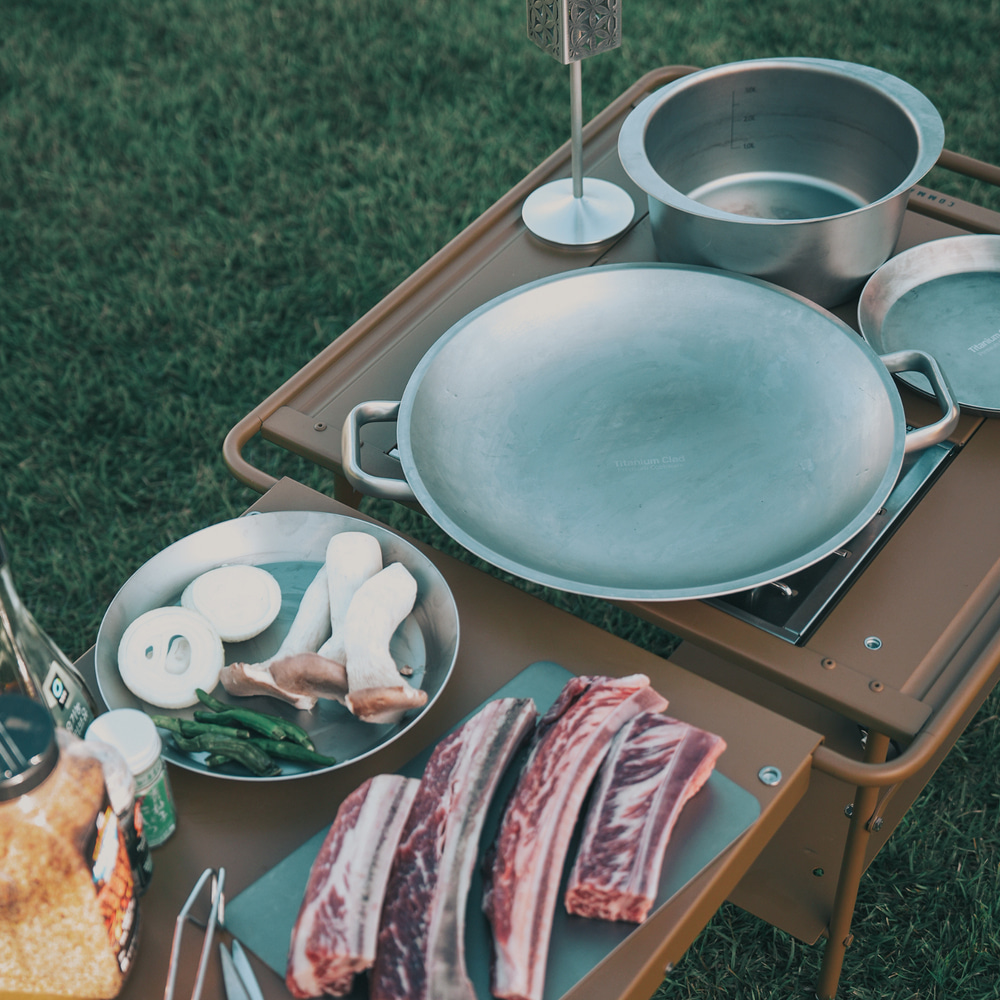 클래딘 리얼 티타늄 그리들 세트 5종 - 캠핑용 그리들 접시 도마 전용 가방 | 데얼스 아웃도어 전문 플랫폼