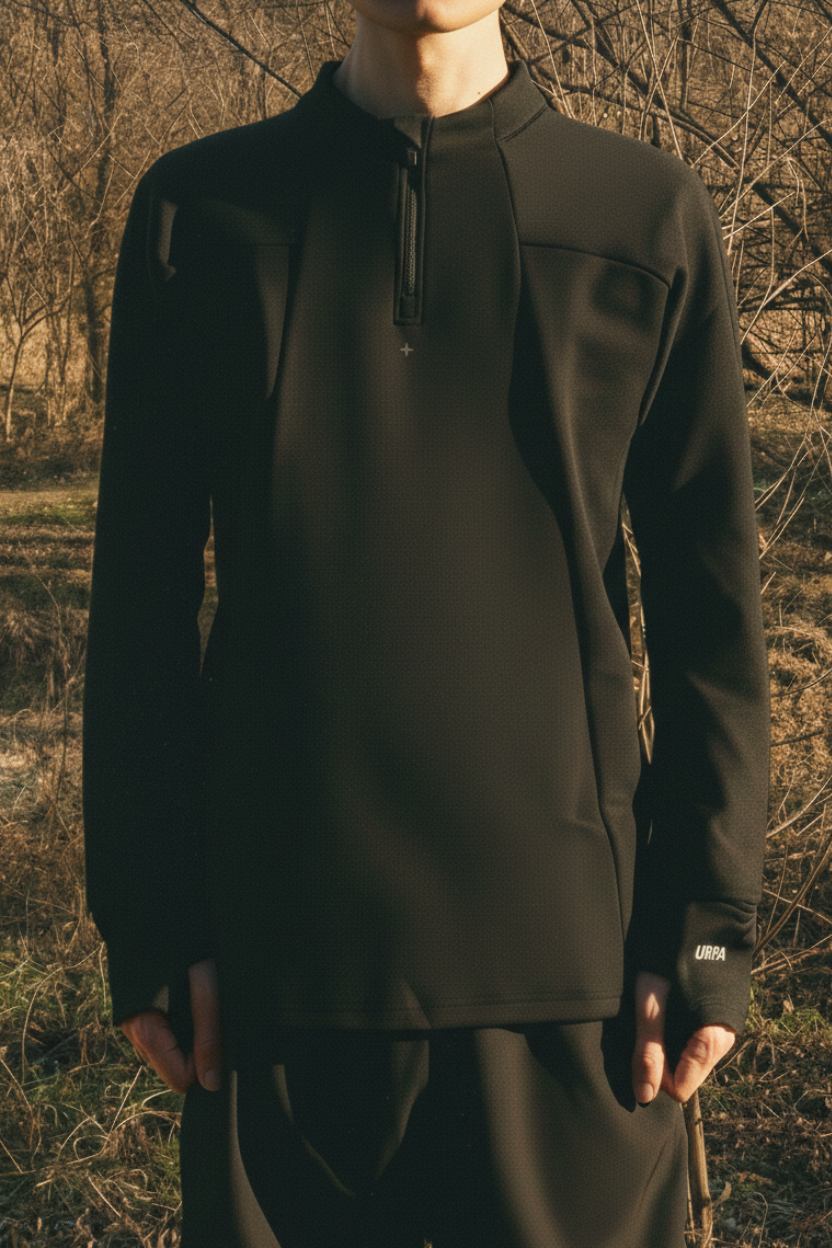 우르파 소프트 쉴드 롱슬리브 기모 하프집업 [블랙] | 데얼스 아웃도어 전문 플랫폼