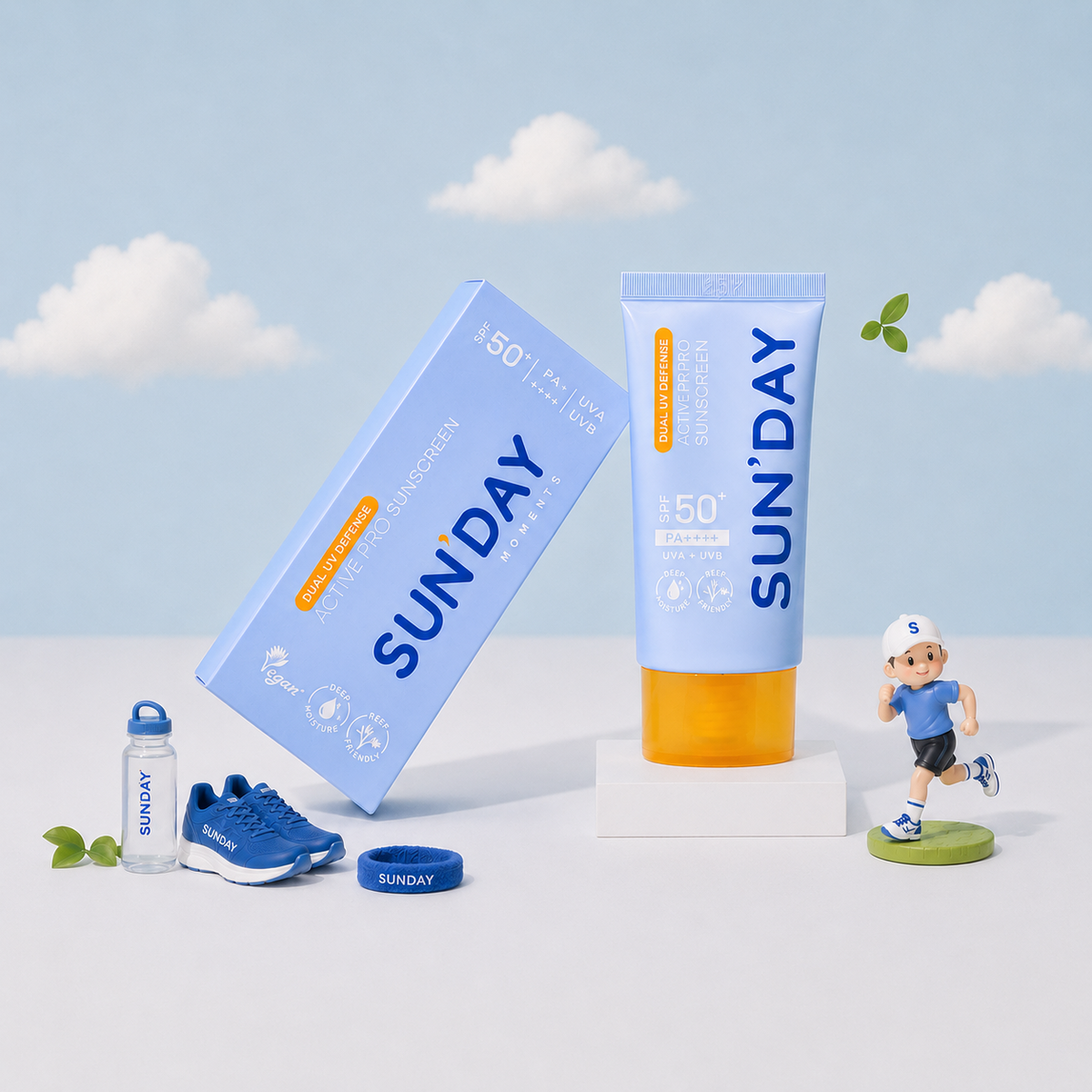 [2개 SET] 선데이모먼츠 더블 UV 디펜스 액티브 프로 선크림 / 물놀이 골프 서핑 다이빙 러닝 / 비건 리프세이프 미백 주름개선 - 데얼스 아웃도어 쇼핑